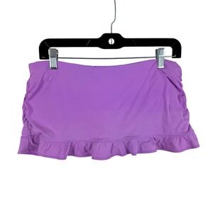 Athleta Womens Purple Ruched Ruffle Swim Skirt Bikini Bottom Size M 964893